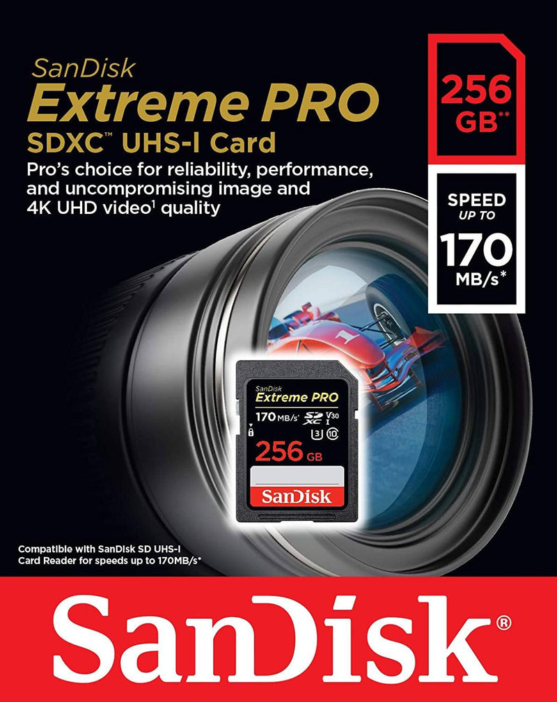 Cartão de Memória Sandisk SD Extreme Pro 170mb/s 256GB